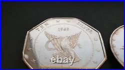 AMERICAN 1969 WALLA WALLA WASH 10oz & 5oz SILVER EAGLES 0.999 FINE SILVER COINS