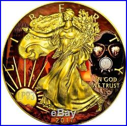 ARMAGEDDON OUTBREAK EAGLES 2017 1 Oz American Eagle Coin and 24K Gold Gilded