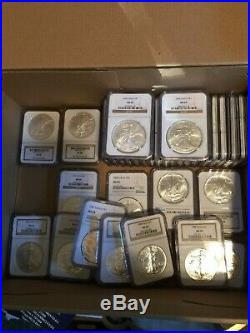 A beautiful complete set of Eagle silver dollars 1986-2020 MS 69 NGC