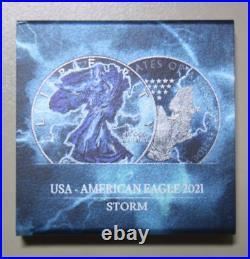 America $1 Silver Eagle Silver 1 Oz 2021 #F6026 STORM Colored Liberty
