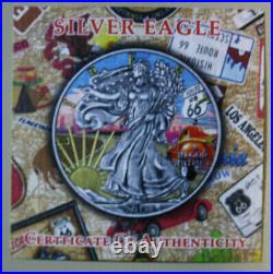America Lot 5x1 OZ Silver Shield #F3755 + 1 Eagle Colored Route 66