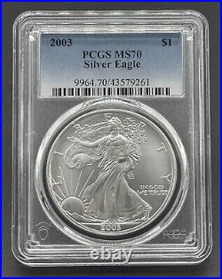 American 2003 $1 Graded Silver Eagle Dollar PCGS MS70 Highly collectible coin