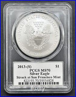 American 2013-S $1 Graded Type-1 Signed 1oz Silver Eagle Dollar PCGS MS70 Signed American 2013-S $1 Graded Type-1 Signed 1oz Silver Eagle Dollar PCGS MS70 Signed