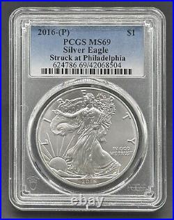 American 2016-(P) $1 Graded 1oz Silver Eagle Dollar PCGS MS69 Philadelphia Mint