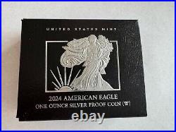 American 2024 Silver Eagle Proof 1 oz West Point Mint, with US mint CoA