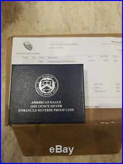 American Eagle 2019-S One Ounce Silver Enhanced Reverse Proof Coin In HAND COA