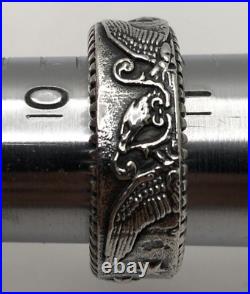 American Eagle Coin Edge Wide Band USA King Baby 925 Sterling Silver Size 10.5