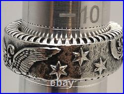 American Eagle Coin Edge Wide Band USA King Baby 925 Sterling Silver Size 10.5