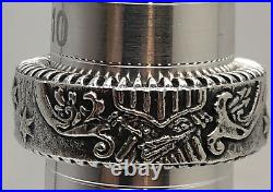 American Eagle Coin Edge Wide Band USA King Baby 925 Sterling Silver Size 10.5