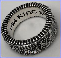 American Eagle Coin Edge Wide Band USA King Baby 925 Sterling Silver Size 10.5