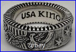 American Eagle Coin Edge Wide Band USA King Baby 925 Sterling Silver Size 10.5