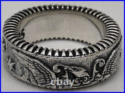 American Eagle Coin Edge Wide Band USA King Baby 925 Sterling Silver Size 10.5