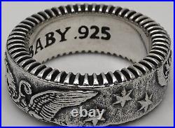 American Eagle Coin Edge Wide Band USA King Baby 925 Sterling Silver Size 10.5