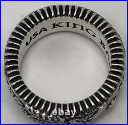 American Eagle Coin Edge Wide Band USA King Baby 925 Sterling Silver Size 10.5