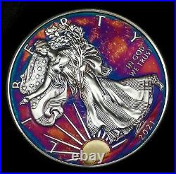 American Silver Eagle Coin Colorful Artistic Rainbow Toning #a786
