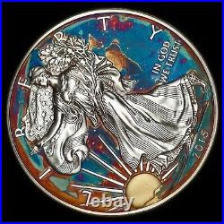 American Silver Eagle Coin Colorful Rainbow Toning #a778