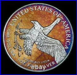 American Silver Eagle Coin Type 2 Colorful Rainbow Toning #a826