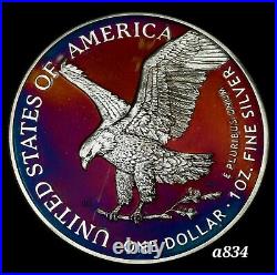 American Silver Eagle Coin Type 2 Colorful Rainbow Toning #a834