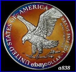 American Silver Eagle Coin Type 2 Colorful Rainbow Toning #a838