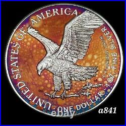 American Silver Eagle Coin Type 2 Colorful Rainbow Toning #a841