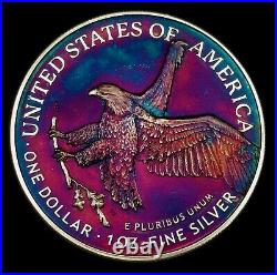 American Silver Eagle Coin Type 2 Colorful Rainbow Toning #a845