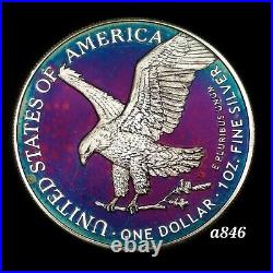 American Silver Eagle Coin Type 2 Colorful Rainbow Toning #a846