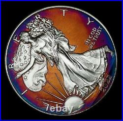 American Silver Eagle Coin Type 2 Colorful Rainbow Toning #a847