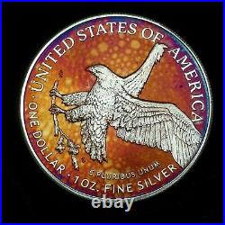 American Silver Eagle Coin Type 2 Colorful Rainbow Toning #a855