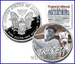 BABE RUTH American Silver Eagle Dollar 1 oz U. S. Colorized Coin Yankees