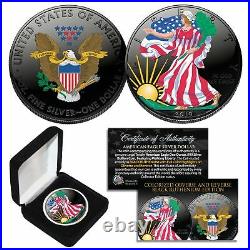 BLACK RUTHENIUM & COLORIZED 2-Sided 1 Troy Oz. 999 2021 Silver Eagle Coin withBox