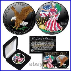 BLACK RUTHENIUM & COLORIZED 2-Sided 1 Troy Oz. 999 2023 Silver Eagle Coin withBox
