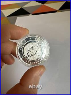 Belarus 2010, EAGLE OWLS bird, 20 rubles, 1oz Silver, Swarovski crystals! Mint