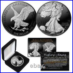 Black RUTHENIUM SILHOUETTE 1 Troy Oz US Mint 2023 American Silver Eagle with Box