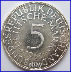 Coin BRD Silver Eagle 5 German Mark 1960 J in Uncirculated from EA Coin BRD Silver Eagle 5 German Mark 1960 J in Uncirculated from EA