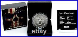 Coin Fine Silver 999 1oz USA Eagle Colorized Skull 2018 Box COA