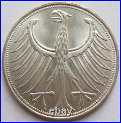 Coin Frg Silver Eagle 5 German Mark 1956 D'IN