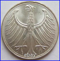 Coin Frg Silver Eagle 5 German Mark 1956 D IN