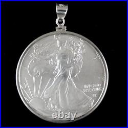 Coin Pendant 2024 1 oz. BU American Silver Eagle Dollar Sterling Silver Bezel Coin Pendant 2024 1 oz. BU American Silver Eagle Dollar Sterling Silver Bezel