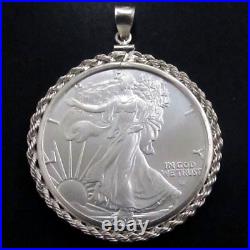 Coin Pendant 2025 1 Oz American Silver Eagle Dollar Sterling Silver Rope Bezel Coin Pendant 2025 1 Oz American Silver Eagle Dollar Sterling Silver Rope Bezel