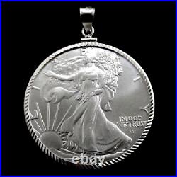 Coin Pendant 2025 Fine BU American Silver Eagle Dollar Sterling Silver D/C Bezel Coin Pendant 2025 Fine BU American Silver Eagle Dollar Sterling Silver D/C Bezel