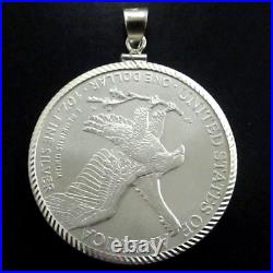 Coin Pendant 2025 Fine BU American Silver Eagle Dollar Sterling Silver D/C Bezel Coin Pendant 2025 Fine BU American Silver Eagle Dollar Sterling Silver D/C Bezel