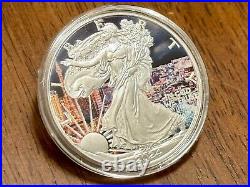Colorized 2024 American Silver Eagle Las Vegas design In Capsule- 1oz Silver