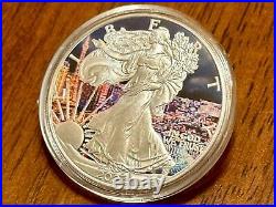 Colorized 2024 American Silver Eagle Las Vegas design In Capsule- 1oz Silver