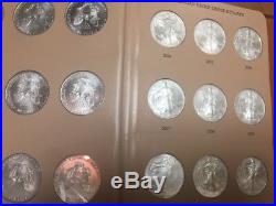 Complete 34 Coin American Silver Eagle Gem Set In Dansco Album, Many From Rolls