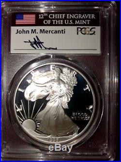 Complete Silver Eagles Date/Run signed by Mercanti, PF70DCAM, 1986-2020 &1995w