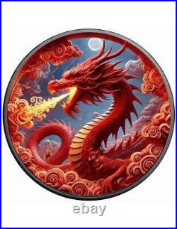 DRAGON OF FIRE American Eagle 1 Oz Silver Coin 1$ USA 2024