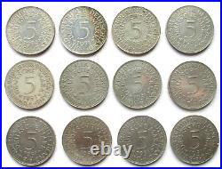 FRG Silver Lot 12 X 5 DM Silver Eagles Heiermann FRG Silver Lot 12 X 5 DM Silver Eagles Heiermann