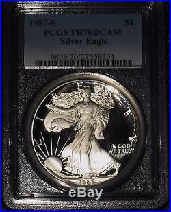 Flawless 1987 S Proof Silver Eagle Graded PCGS PR70 DCAM An Amazing Perfect Coin