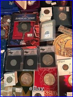 Huge Collection Lot Auction US Coins Slab Medals Commem Silver Eagle Proof $1015
