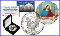 JESUS CHRIST LAST SUPPER 1 oz. PURE SILVER AMERICAN LIBERTY EAGLE with Display Box